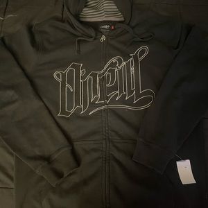o’neill black cool graphic zip up sweater
